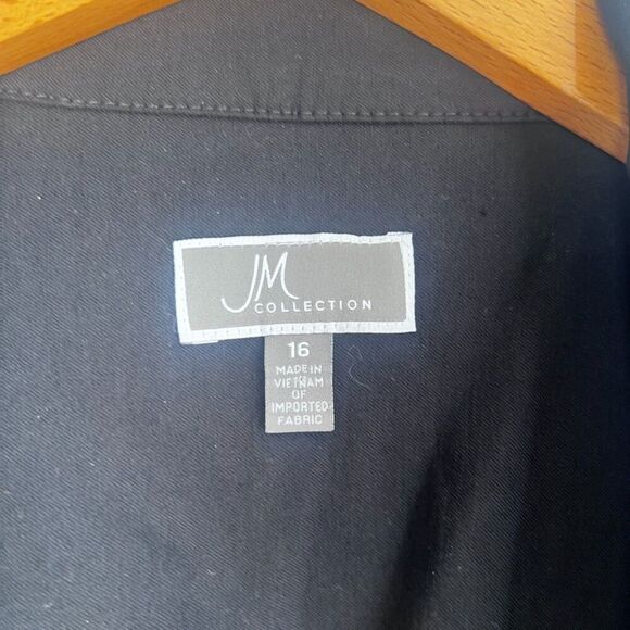 JM Collection Black Full Zip Classic Lightweight Jacket Size 16 - Picture 8 of 10
